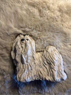 Stone Critter Littles Mini Maltese Dog Figurine Statue White USA Vintage p02